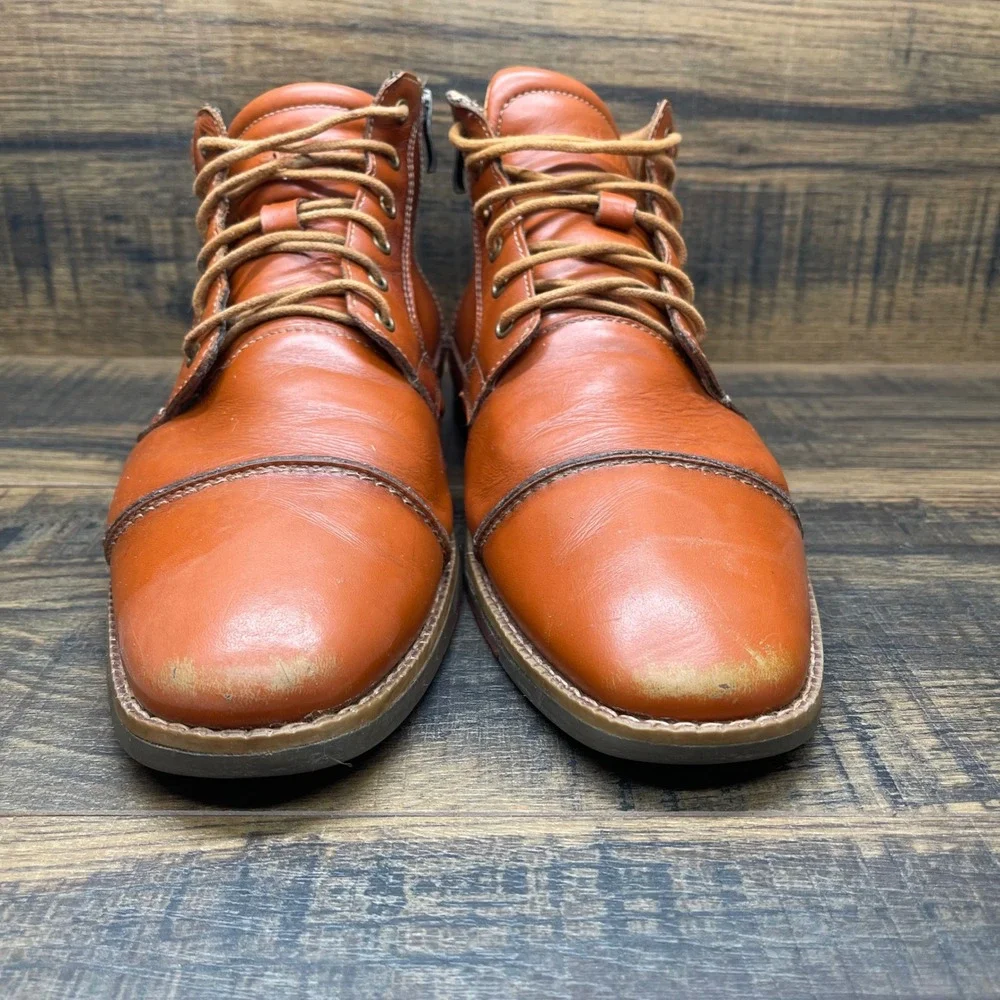 Azkbird Mens Brown Zip Lace up‎ Leather Ankle boots Oxfords Size 12